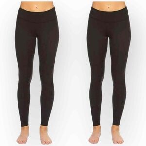 NWT Felina Sueded Lightweight Leggings 2-Pack XS Black Mid-Rise Wide Waistband
